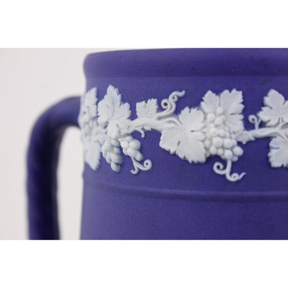 Victorian Wedgwood Jasperware trojan jug 6.5”, 1896 cobalt blue cider pitcher - Picture 6 of 10
